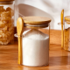 Glass Jar with Wooden Lid and Spoon Small
